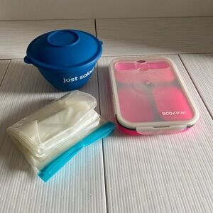 Reusable Set Collapsible Lunch box bento snacks salad bowl BPA free work school